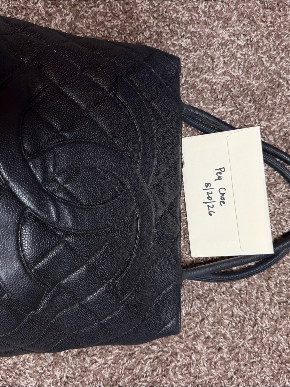 CHANEL Black Quilted Leather Tote with Interlocking CC Motif